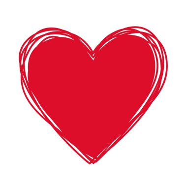 Beyazlara izole edilmiş mürekkeple boyanmış bir kalp. Vektör illüstrasyonu