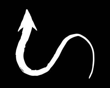 Tebeşir okunun sembolü beyaz boya fırçasıyla siyah arka planda tuhaf bir şekilde boyanmış. Vektör illüstrasyonu