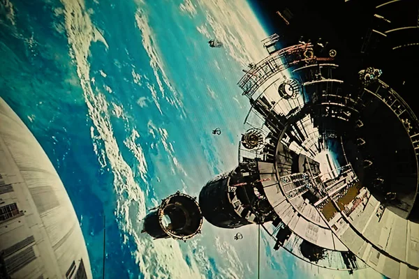 The image of a ship in the sea with a blue sky. Elements of this image furnished by NASA