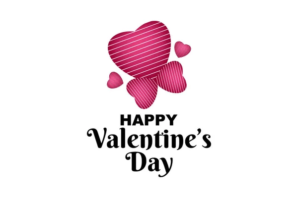 Stripe Effect Pink Heart Happy Valentýna Vektorové Šablony — Stockový vektor