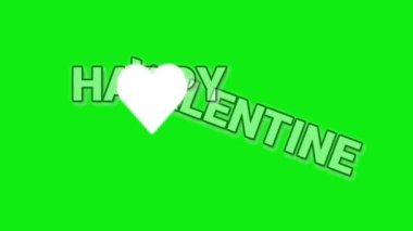 colorful animated illustration motion word Happy Valentine with heart shape beating and clouds sky background for greeting people we love by email or messaging