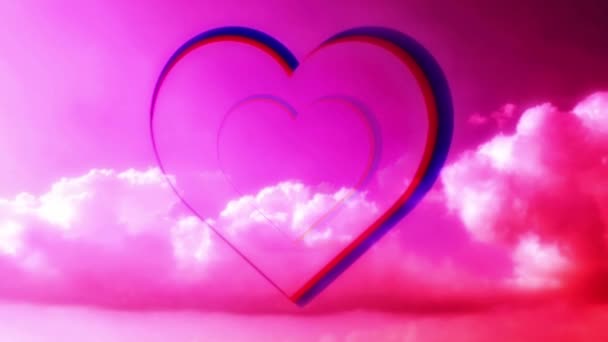 Colorful Animated Illustration Motion Word Happy Valentine Heart Shape Beating — 图库视频影像