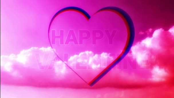 Colorful Animated Illustration Motion Word Happy Valentine Heart Shape Beating — Vídeos de Stock