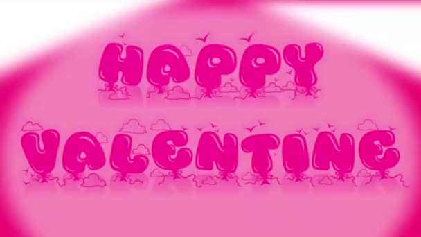 Colorful Animated Illustration Motion Word Happy Valentine Heart Shape Beating — Stockvideo