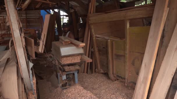 Surabaya East Java Indonesia January 2023 Furniture Carpenters Smoothing Wood — Stok Video