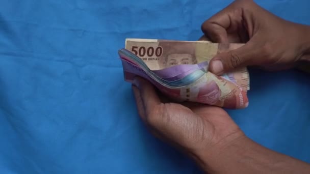 Attività Commerciale Finanziaria Persone Che Contano Denaro Rupie Banconota Indonesiana — Video Stock