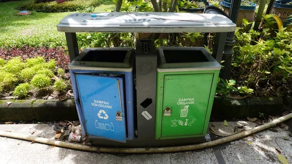 public trash garbage bin organic and non organic segregate