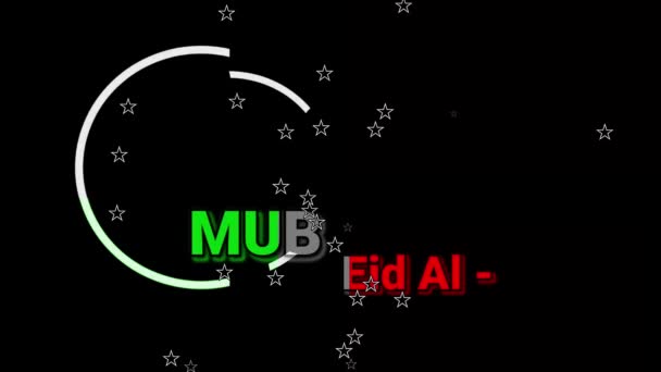 Gradien Berwarna Huruf Animasi Idul Fitri Mubarak Dengan Simbol Islam — Stok Video