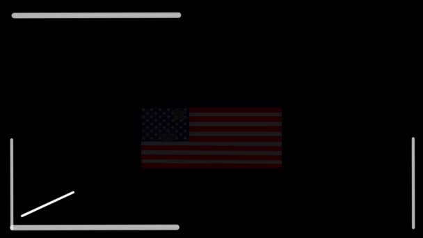 带箭头的图形条形图随刺激包字母词和美国国旗背景而增加 — 图库视频影像