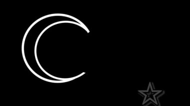 Colorful gradient Animated illustration Islamic symbol Crescent moon and stars in black screen background