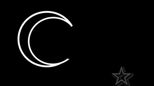 Цветной Градиент Анимационная Иллюстрация Исламский Символ Полумесяц Звезды Фоне Черного — стоковое видео