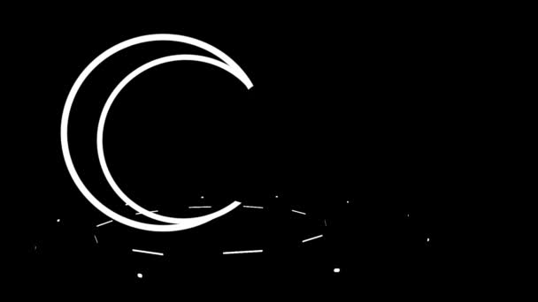 彩色渐变动画插图伊斯兰符号新月和黑屏背景中的星星 — 图库视频影像