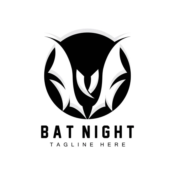 Logotipo Murciélago Icono Animales Voladores Nocturnos Vector Compañía Plantilla Halloween — Vector de stock