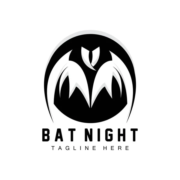 Bat Logo Night Flying Animal Icon Company Vector Halloween Template — стоковий вектор