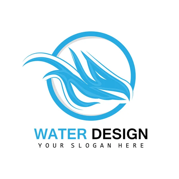 Logo Vague Eau Vecteur Élément Terre Style Conception Logo Ailes — Image vectorielle
