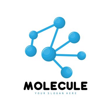 Nöron Logosu, Molekül Logosu Tasarımı, Vektör ve Şablon İllüstrasyonu