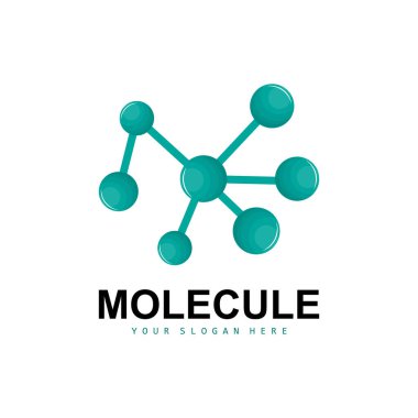 Nöron Logosu, Molekül Logosu Tasarımı, Vektör ve Şablon İllüstrasyonu