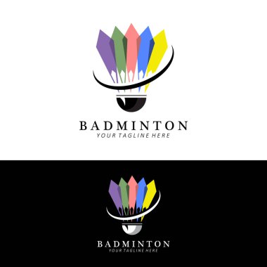 Badminton logo tasarımı, atletizm yarışmaları için vektör simgesi