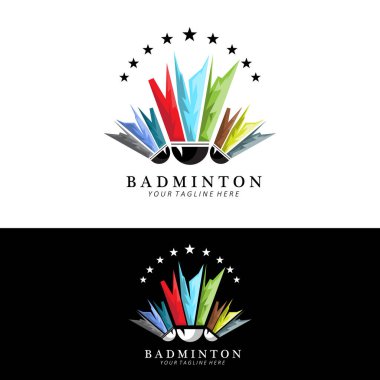 Badminton logo tasarımı, atletizm yarışmaları için vektör simgesi