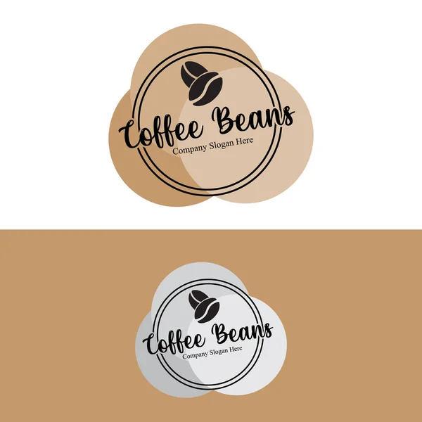Coffee Bean Drink Logo Design Brown Color Vector Illustration — Stock Vector