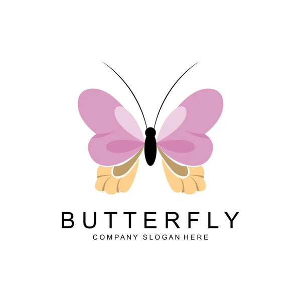 Diseño Del Logotipo Mariposa Hermoso Animal Volador Ilustración Del Icono — Vector de stock