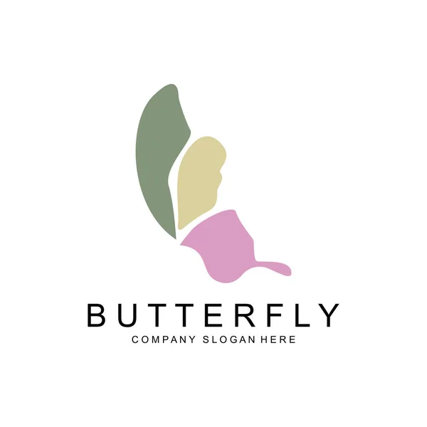 Butterfly Logo Design Beautiful Flying Animal Company Brand Icon Illustration — Vetor de Stock