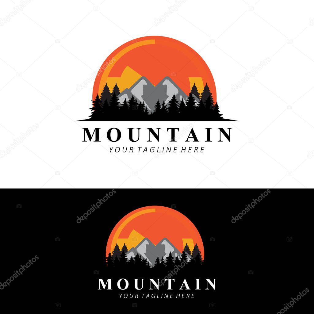 Mountain Logo Design, Vector Place For Nature Lovers Hiker