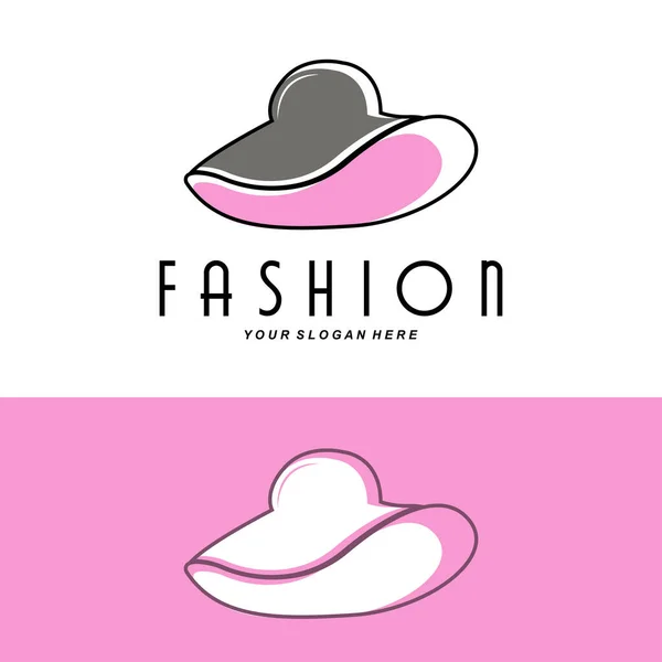 Women Hat Logo Design Illustration Fashion Beauty Accessories Product Brand — Stock vektor