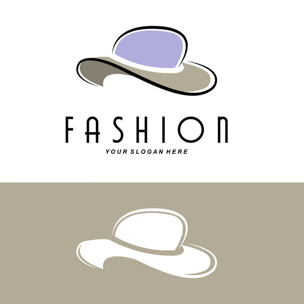 Women Hat Logo Design Illustration Fashion Beauty Accessories Product Brand — Vetor de Stock