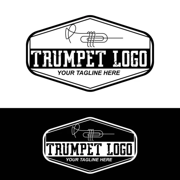 Trompet Logosu Tasarımı Melodi Oluşturma Müzikal Enstrüman Vektör Çizimi Çizimi — Stok Vektör