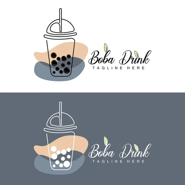 Boba Drink Logo Design Moderne Jelly Drink Bubble Vector Boba — Stockvector
