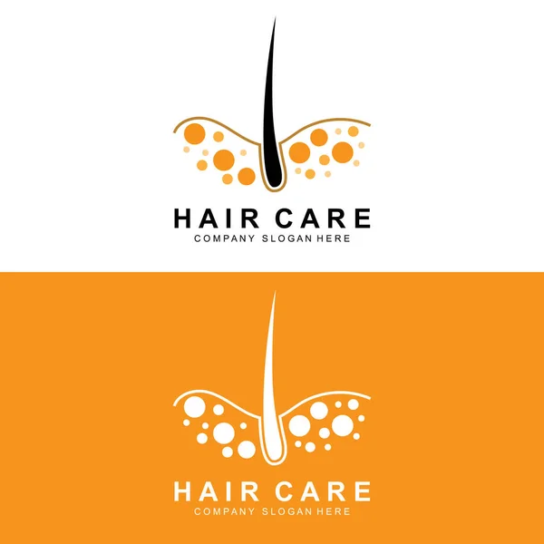 Hair Care Logo Scalp Layer Design Health Salon Brand Illustration — Vetor de Stock