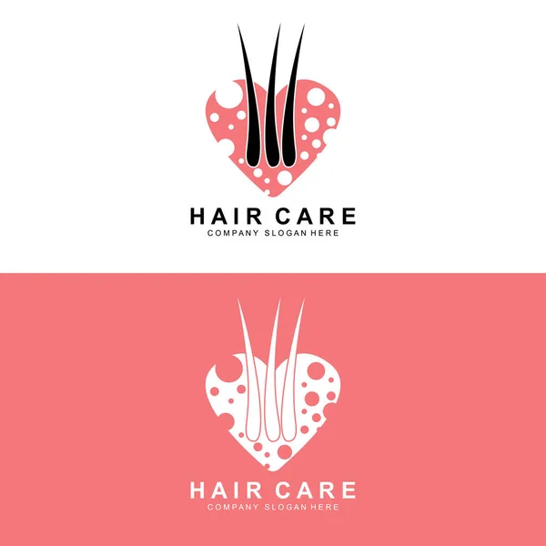 Hair Care Logo Scalp Layer Design Health Salon Brand Illustration — Vector de stock