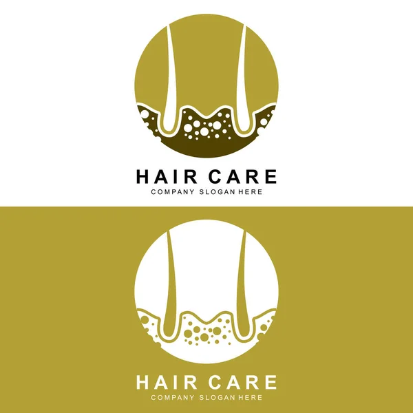 Hair Care Logo Scalp Layer Design Health Salon Brand Illustration — Vetor de Stock