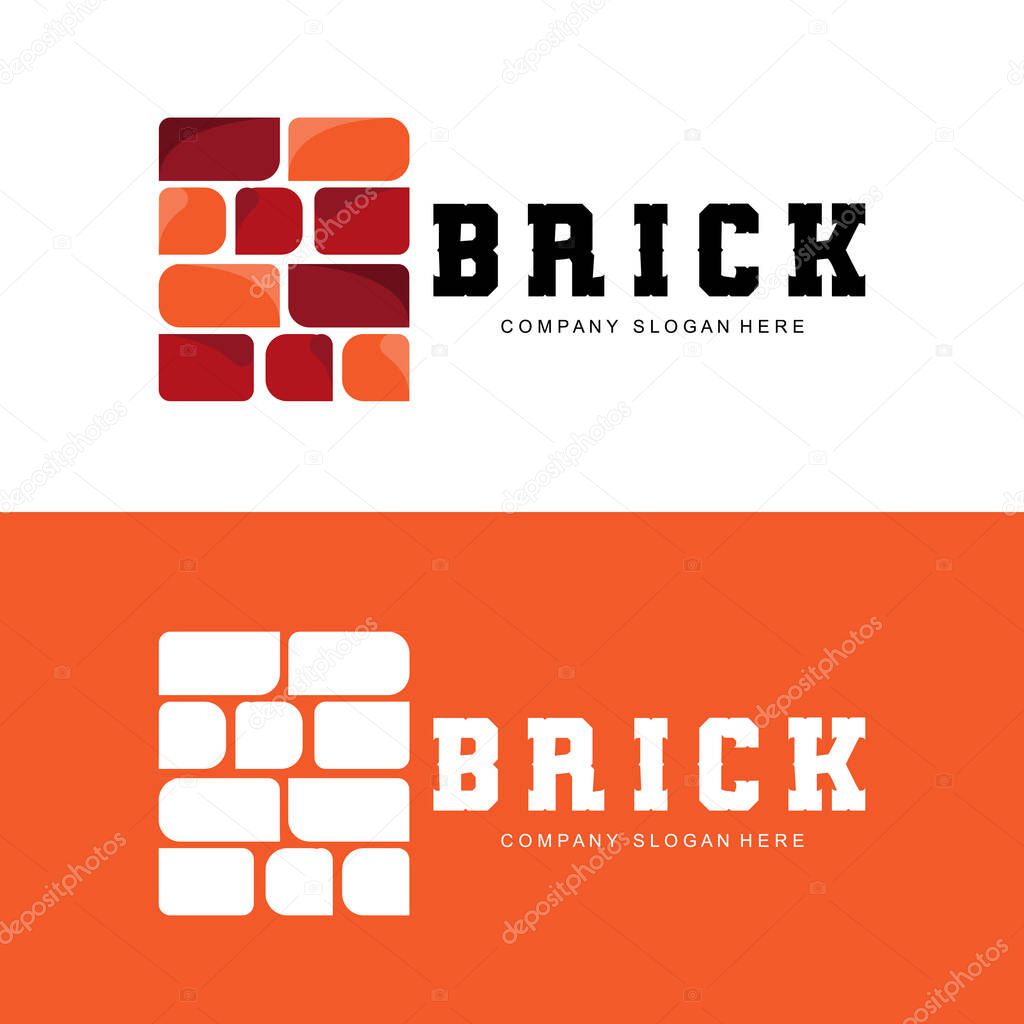 Bricks Logo Design, Material Stone Illustration Vector, Building Construction Icon