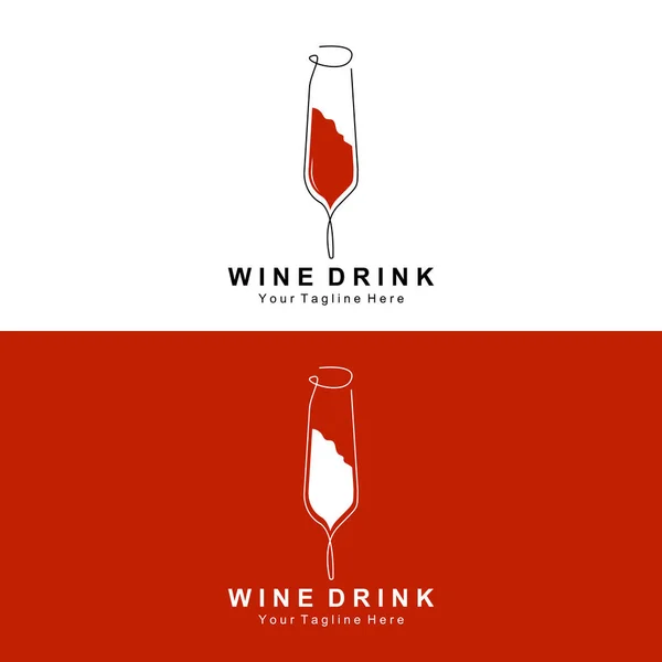 Beverage Wine Logo Design Glass Illustration Alcohol Drink Bottle Company — 图库矢量图片