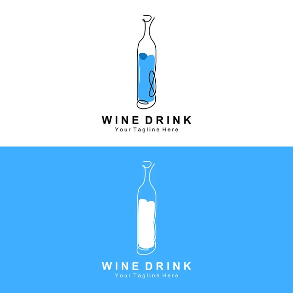 Beverage Wine Logo Design Glass Illustration Alcohol Drink Bottle Company — Vettoriale Stock