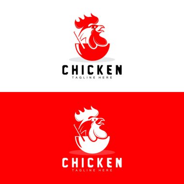 Izgara Tavuk Barbekü Logosu Tasarımı, Tavuk Kafası Vektörü, Şirket Markası