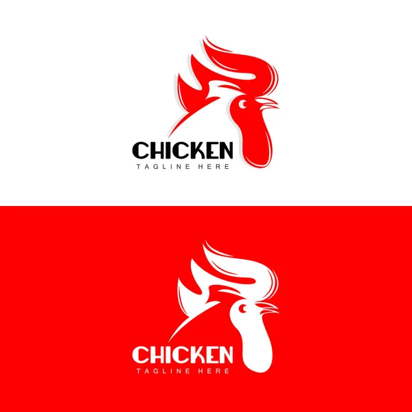 Izgara Tavuk Barbekü Logosu Tasarımı Tavuk Kafası Vektörü Şirket Markası — Stok Vektör