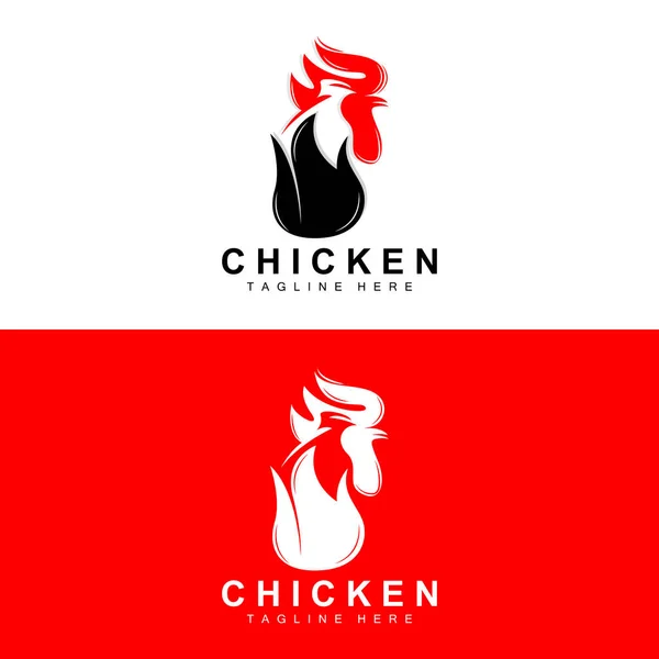 Gegrilltes Huhn Grill Logo Design Chicken Head Vector Unternehmensmarke — Stockvektor