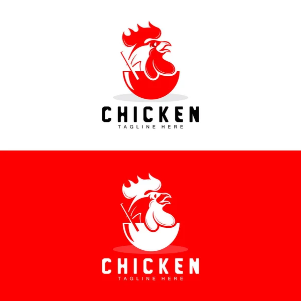 Ψητό Κοτόπουλο Μπάρμπεκιου Σχεδιασμός Λογότυπο Κοτόπουλο Επικεφαλής Διάνυσμα Εταιρεία Μάρκα — Διανυσματικό Αρχείο