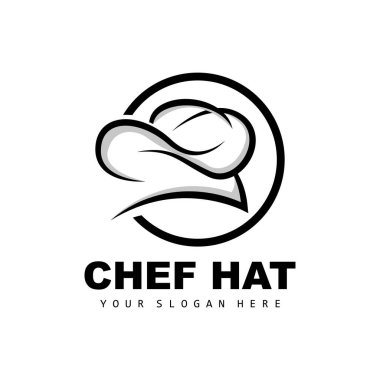 Şef Şapka Logosu, Restoran Şefi Vektörü, Restoran, Yemek ve Fırın için Tasarım