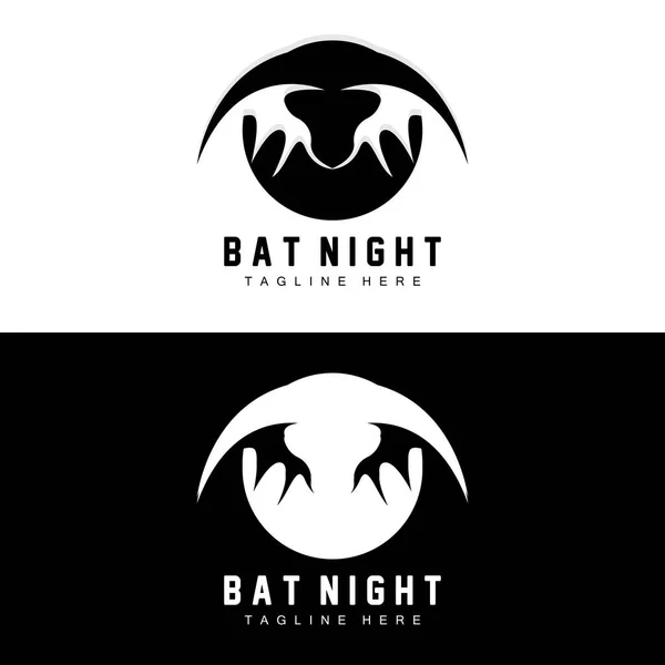 蝙蝠标志 夜间飞行动物图标 公司病媒 万圣节模板 — 图库矢量图片
