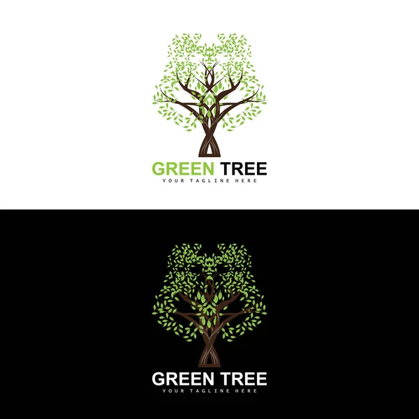 stock vector Tree Logo, Green Trees And Wood Design, Forest Illustration, Trees Kids Games