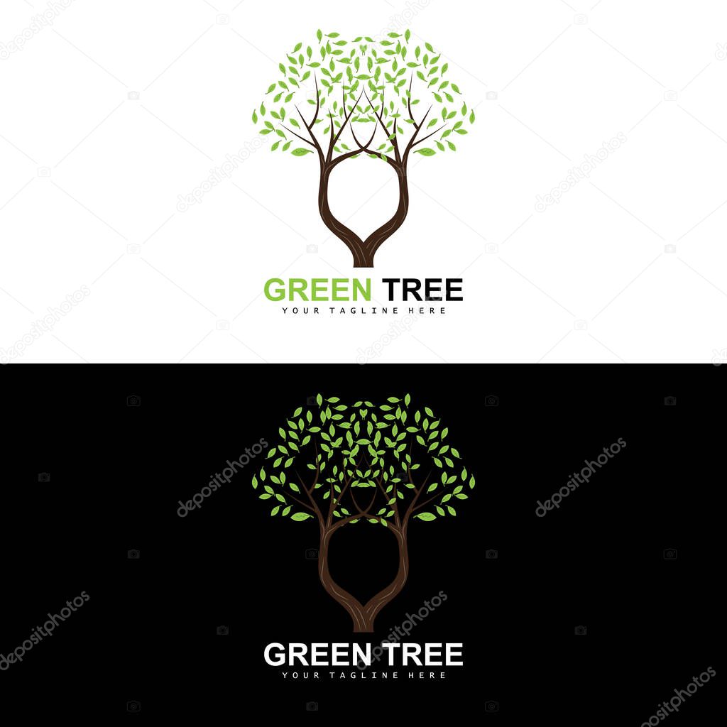 Tree Logo, Green Trees And Wood Design, Forest Illustration, Trees Kids Games