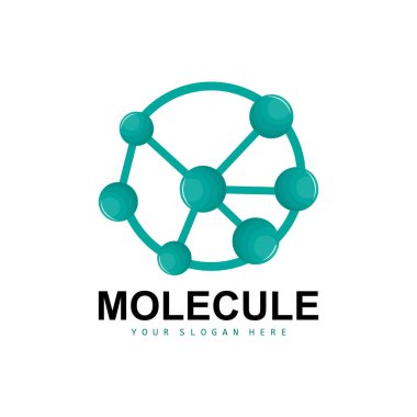 Nöron Logosu, Molekül Logosu Tasarımı, Vektör ve Şablon İllüstrasyonu