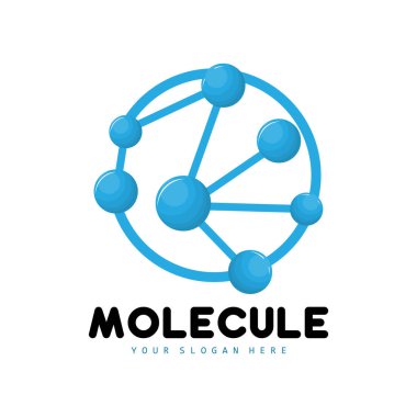 Nöron Logosu, Molekül Logosu Tasarımı, Vektör ve Şablon İllüstrasyonu