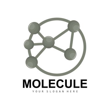 Nöron Logosu, Molekül Logosu Tasarımı, Vektör ve Şablon İllüstrasyonu