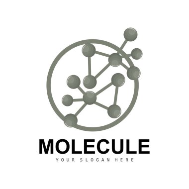Nöron Logosu, Molekül Logosu Tasarımı, Vektör ve Şablon İllüstrasyonu