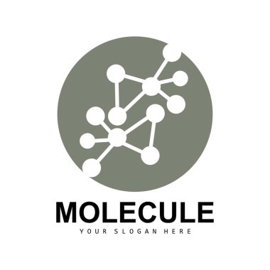 Nöron Logosu, Molekül Logosu Tasarımı, Vektör ve Şablon İllüstrasyonu